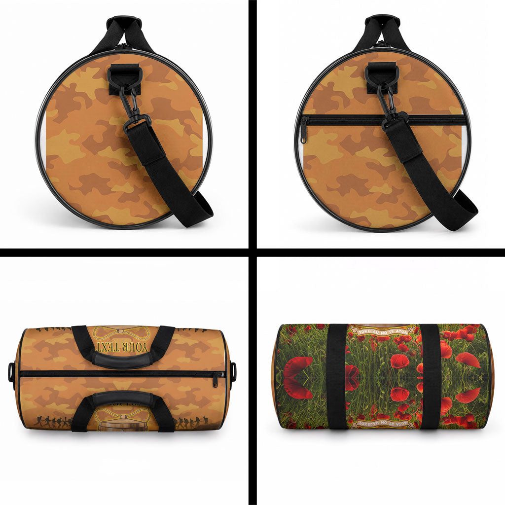 Tokelau ANZAC Day Personalised Duffle Bag with Poppy Field LT9 - Polynesian Pride