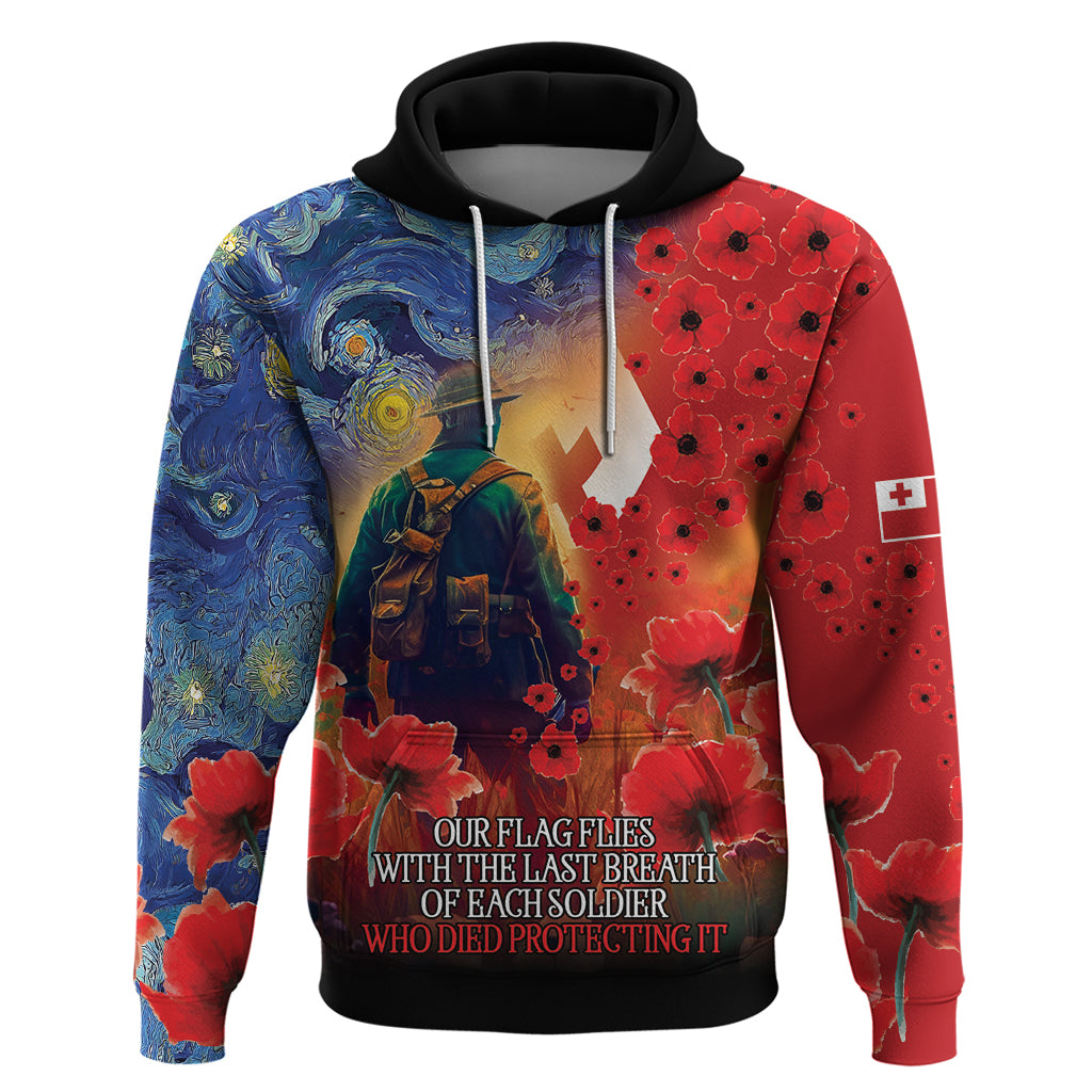 Tonga ANZAC Day Personalised Hoodie Soldier Te Tau Manatui Kinautolu with Poppy Field LT9 Pullover Hoodie Art - Polynesian Pride