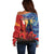 Tonga ANZAC Day Personalised Off Shoulder Sweater Soldier Te Tau Manatui Kinautolu with Poppy Field LT9 - Polynesian Pride