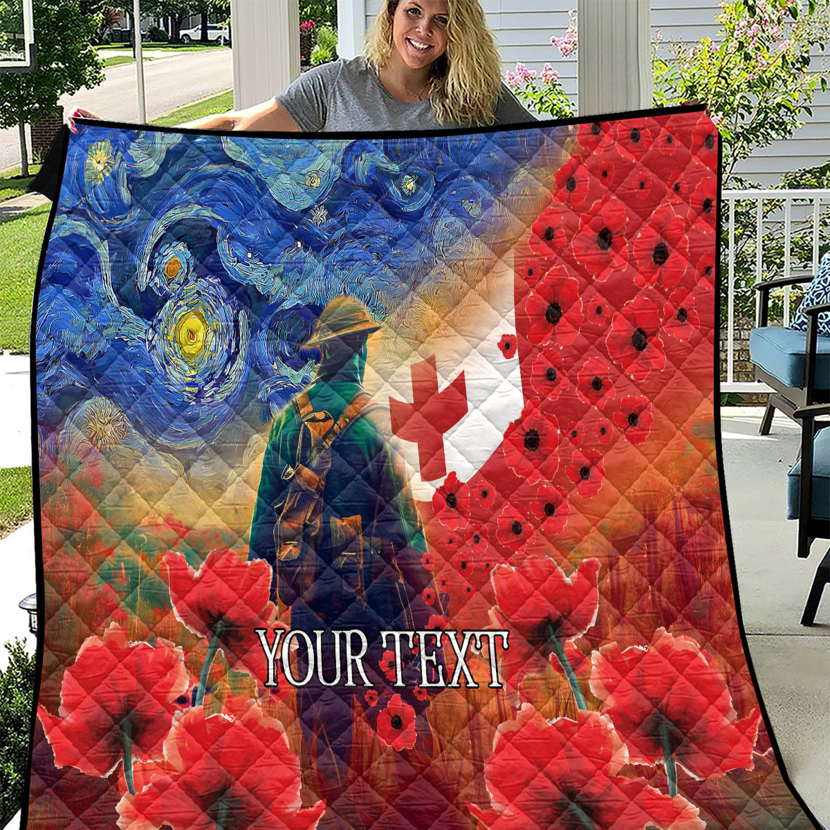 Tonga ANZAC Day Personalised Quilt Soldier Te Tau Manatui Kinautolu with Poppy Field LT9 Art - Polynesian Pride