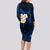 Hawaii Long Sleeve Bodycon Dress Niihau Islands Polynesian Sunset Plumeria Blue Vibe LT9 - Polynesian Pride