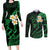 Hawaii Couples Long Sleeve Bodycon Dress and Long Sleeve Button Shirts Niihau Islands Polynesian Sunset Plumeria Green Vibe LT9 Green - Polynesian Pride