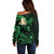 Hawaii Off Shoulder Sweater Niihau Islands Polynesian Sunset Plumeria Green Vibe LT9 - Polynesian Pride