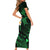 Hawaii Short Sleeve Bodycon Dress Niihau Islands Polynesian Sunset Plumeria Green Vibe LT9 - Polynesian Pride