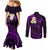 Polynesian Hawaii Couples Mermaid Dress and Long Sleeve Button Shirts Niihau Islands with Pacific Plumeria Purple Vibe LT9 - Polynesian Pride