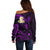 Polynesian Hawaii Off Shoulder Sweater Niihau Islands with Pacific Plumeria Purple Vibe LT9 - Polynesian Pride