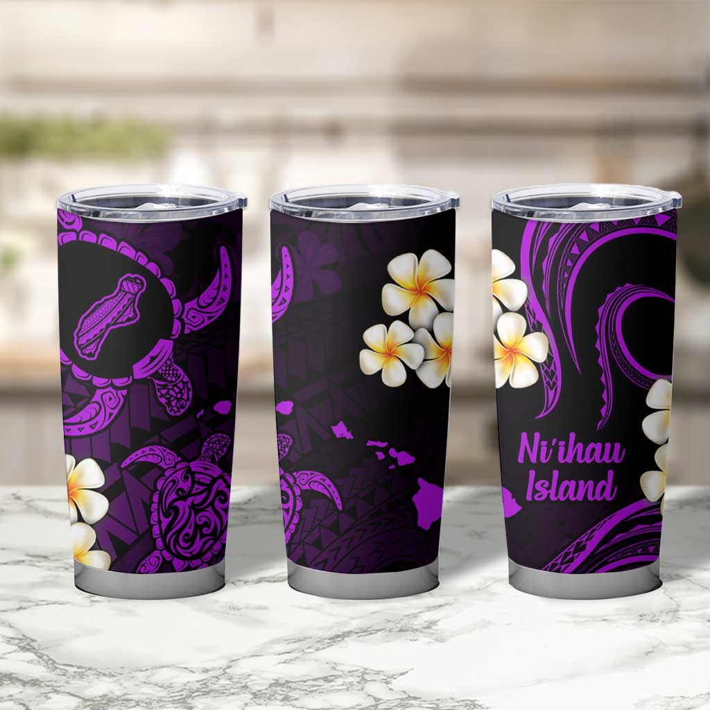 Hawaii Ni'ihau Islands Pacific Plumeria Tumbler Cup Purple Polynesian Tattoo LT9 - Polynesian Pride