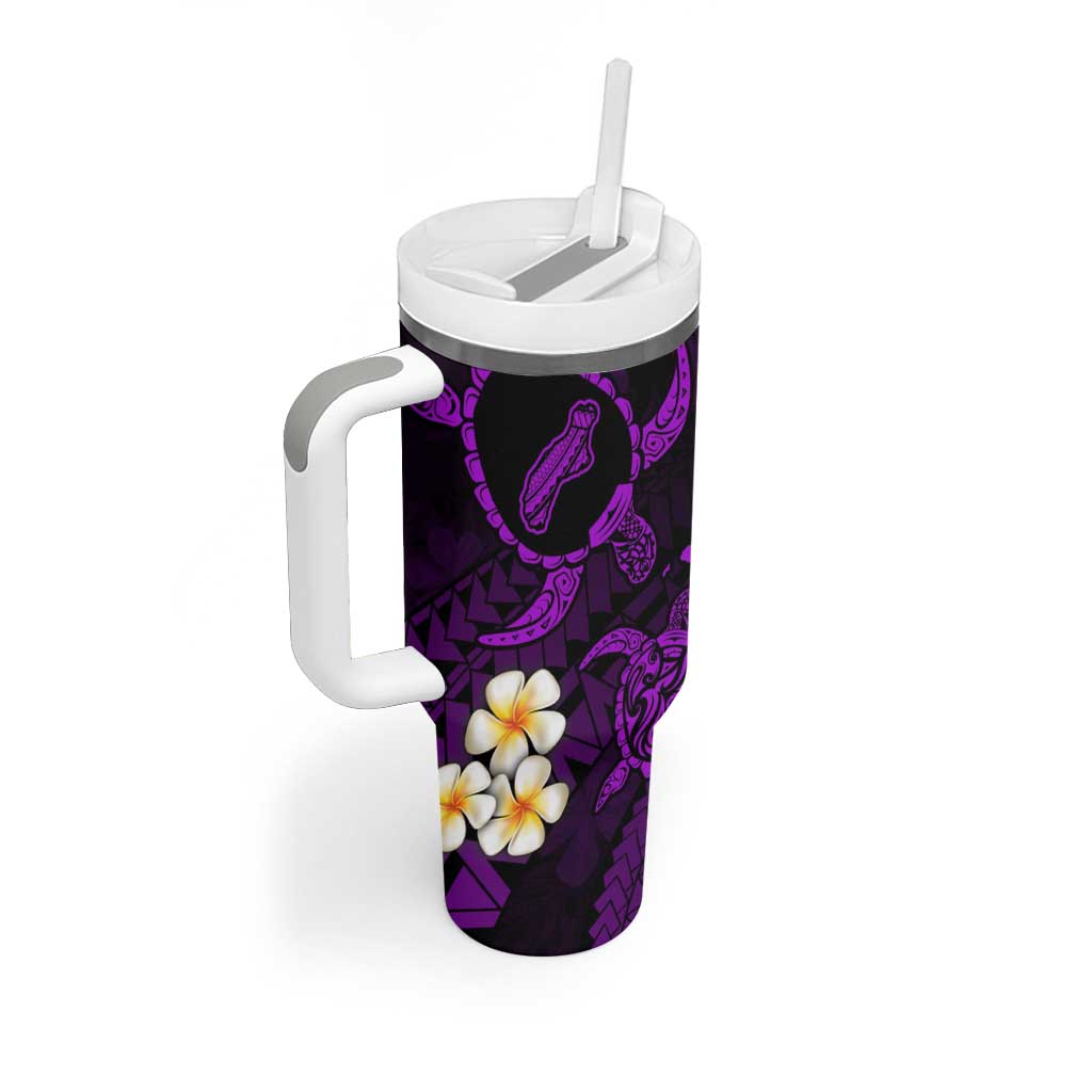 Hawaii Ni'ihau Islands Pacific Plumeria Tumbler With Handle Purple Polynesian Tattoo LT9 - Polynesian Pride