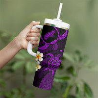 Hawaii Ni'ihau Islands Pacific Plumeria Tumbler With Handle Purple Polynesian Tattoo LT9 - Polynesian Pride