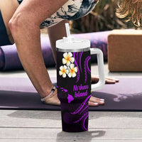 Hawaii Ni'ihau Islands Pacific Plumeria Tumbler With Handle Purple Polynesian Tattoo LT9 - Polynesian Pride