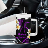 Hawaii Ni'ihau Islands Pacific Plumeria Tumbler With Handle Purple Polynesian Tattoo LT9 - Polynesian Pride