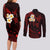 Polynesian Hawaii Couples Long Sleeve Bodycon Dress and Long Sleeve Button Shirts Niihau Islands with Pacific Plumeria Red Vibe LT9 - Polynesian Pride