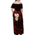 Polynesian Hawaii Off Shoulder Maxi Dress Niihau Islands with Pacific Plumeria Red Vibe LT9 - Polynesian Pride