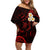 Polynesian Hawaii Off Shoulder Short Dress Niihau Islands with Pacific Plumeria Red Vibe LT9 Women Red - Polynesian Pride