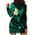 Polynesian Hawaii Hoodie Dress Niihau Islands with Pacific Plumeria Turquoise Vibe LT9 - Polynesian Pride