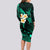 Polynesian Hawaii Long Sleeve Bodycon Dress Niihau Islands with Pacific Plumeria Turquoise Vibe LT9 - Polynesian Pride