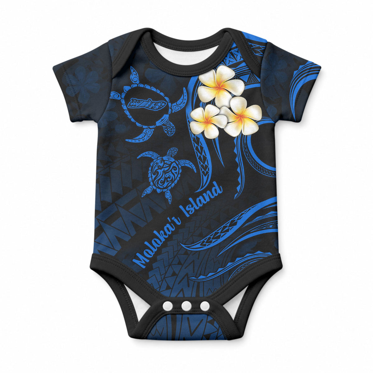 Hawaii Molokai Islands Baby Onesie Polynesian Sunset Plumeria Blue Vibe LT9 Blue - Polynesian Pride