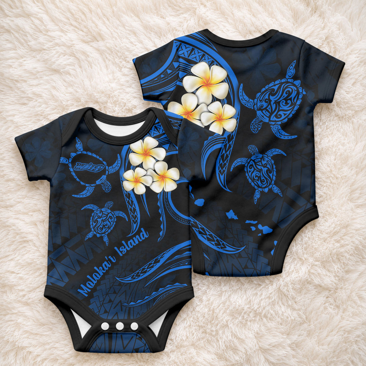 Hawaii Molokai Islands Baby Onesie Polynesian Sunset Plumeria Blue Vibe LT9 - Polynesian Pride