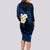 Hawaii Long Sleeve Bodycon Dress Molokai Islands Polynesian Sunset Plumeria Blue Vibe LT9 - Polynesian Pride