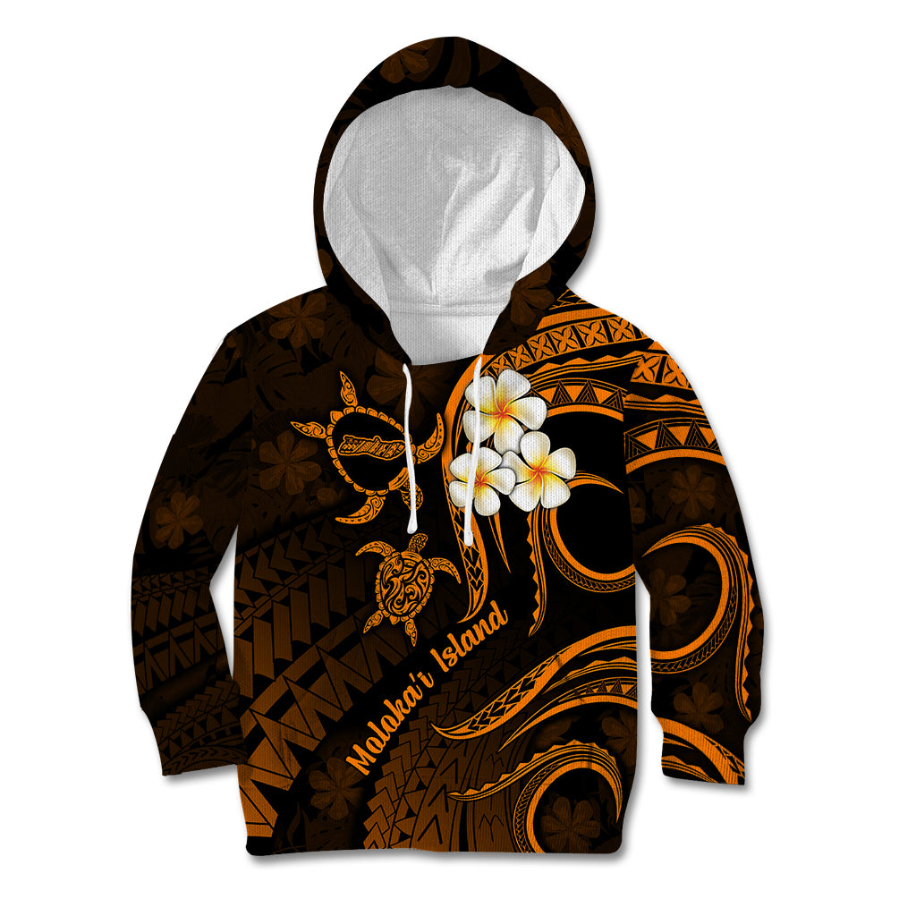 Hawaii Kid Hoodie Molokai Islands Polynesian Sunset Plumeria Gold Vibe LT9 Gold - Polynesian Pride