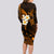 Hawaii Long Sleeve Bodycon Dress Molokai Islands Polynesian Sunset Plumeria Gold Vibe LT9 - Polynesian Pride