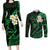 Hawaii Couples Long Sleeve Bodycon Dress and Long Sleeve Button Shirts Molokai Islands Polynesian Sunset Plumeria Green Vibe LT9 Green - Polynesian Pride