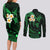 Hawaii Couples Long Sleeve Bodycon Dress and Long Sleeve Button Shirts Molokai Islands Polynesian Sunset Plumeria Green Vibe LT9 - Polynesian Pride