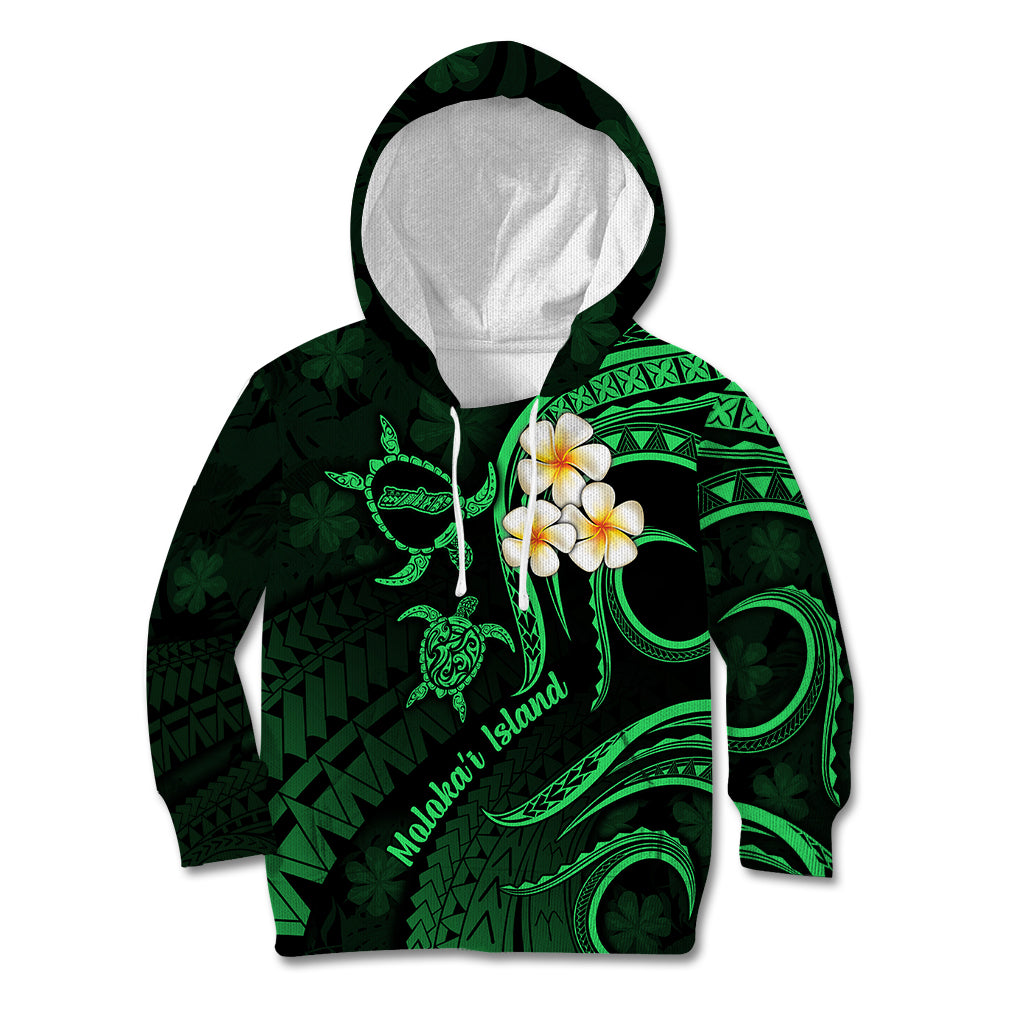 Hawaii Kid Hoodie Molokai Islands Polynesian Sunset Plumeria Green Vibe LT9 Green - Polynesian Pride