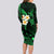 Hawaii Long Sleeve Bodycon Dress Molokai Islands Polynesian Sunset Plumeria Green Vibe LT9 - Polynesian Pride