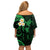 Hawaii Off Shoulder Short Dress Molokai Islands Polynesian Sunset Plumeria Green Vibe LT9 - Polynesian Pride