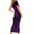 Polynesian Hawaii Short Sleeve Bodycon Dress Molokai Islands with Pacific Plumeria Purple Vibe LT9 - Polynesian Pride