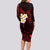 Polynesian Hawaii Long Sleeve Bodycon Dress Molokai Islands with Pacific Plumeria Red Vibe LT9 - Polynesian Pride