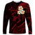 Polynesian Hawaii Long Sleeve Shirt Molokai Islands with Pacific Plumeria Red Vibe LT9 Unisex Red - Polynesian Pride