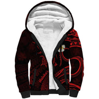 Polynesian Hawaii Sherpa Hoodie Molokai Islands with Pacific Plumeria Red Vibe LT9 Unisex Red - Polynesian Pride