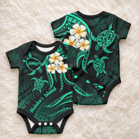 Polynesian Hawaii Molokai Islands Baby Onesie with Pacific Plumeria Turquoise Vibe LT9 - Polynesian Pride