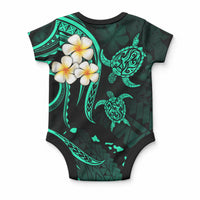 Polynesian Hawaii Molokai Islands Baby Onesie with Pacific Plumeria Turquoise Vibe LT9 - Polynesian Pride