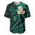 Polynesian Hawaii Baseball Jersey Molokai Islands with Pacific Plumeria Turquoise Vibe LT9 Turquoise - Polynesian Pride