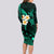 Polynesian Hawaii Long Sleeve Bodycon Dress Molokai Islands with Pacific Plumeria Turquoise Vibe LT9 - Polynesian Pride