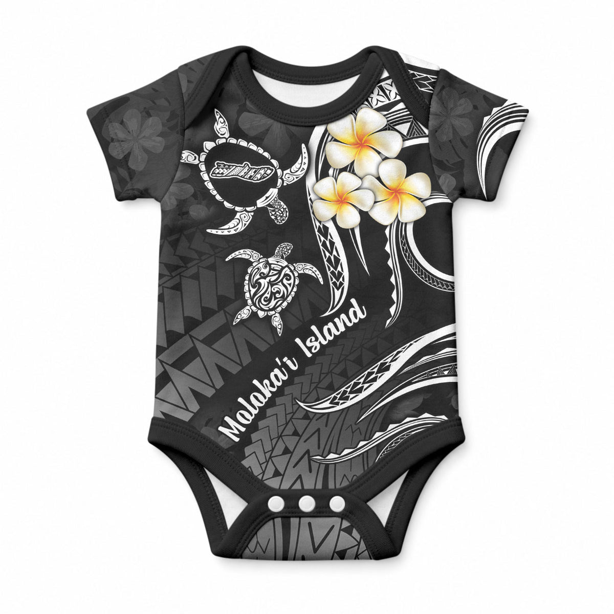 Polynesian Hawaii Molokai Islands Baby Onesie with Pacific Plumeria White Vibe LT9 White - Polynesian Pride
