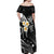 Polynesian Hawaii Off Shoulder Maxi Dress Molokai Islands with Pacific Plumeria White Vibe LT9 - Polynesian Pride