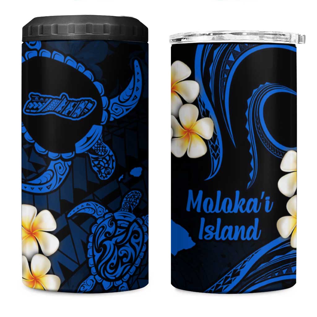 Hawaii Molokai Islands Pacific Plumeria 4 in 1 Can Cooler Tumbler Blue Polynesian Tattoo LT9 One Size: 16 oz Blue - Polynesian Pride