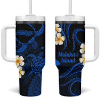 Hawaii Molokai Islands Pacific Plumeria Tumbler With Handle Blue Polynesian Tattoo LT9 One Size: 40 oz Blue - Polynesian Pride