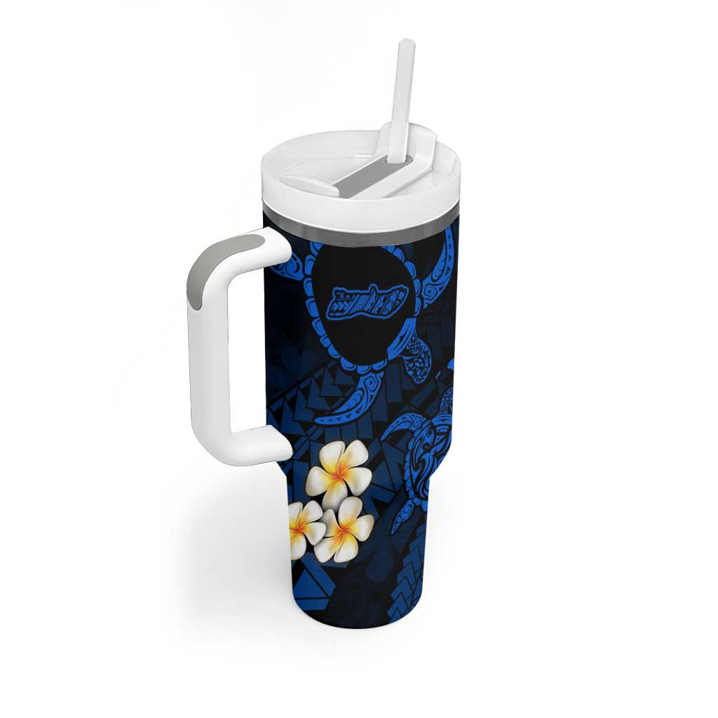 Hawaii Molokai Islands Pacific Plumeria Tumbler With Handle Blue Polynesian Tattoo LT9 - Polynesian Pride