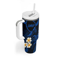 Hawaii Molokai Islands Pacific Plumeria Tumbler With Handle Blue Polynesian Tattoo LT9 - Polynesian Pride