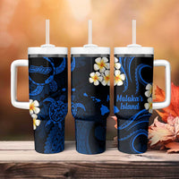 Hawaii Molokai Islands Pacific Plumeria Tumbler With Handle Blue Polynesian Tattoo LT9 - Polynesian Pride