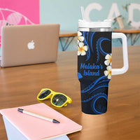 Hawaii Molokai Islands Pacific Plumeria Tumbler With Handle Blue Polynesian Tattoo LT9 - Polynesian Pride