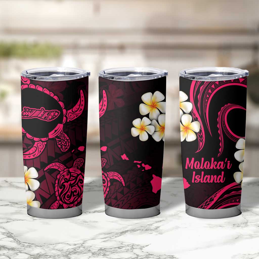 Hawaii Molokai Islands Pacific Plumeria Tumbler Cup Pink Polynesian Tattoo LT9 - Polynesian Pride