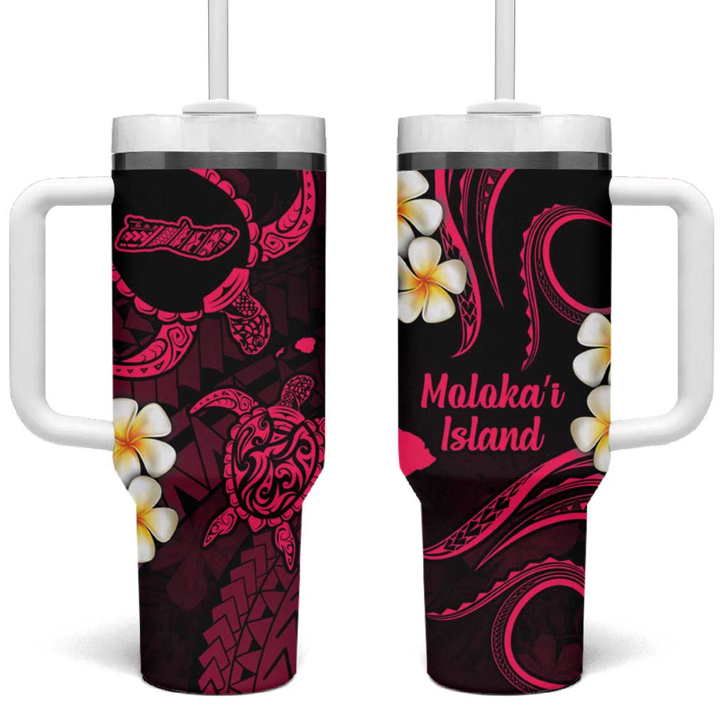 Hawaii Molokai Islands Pacific Plumeria Tumbler With Handle Pink Polynesian Tattoo LT9 One Size: 40 oz Pink - Polynesian Pride