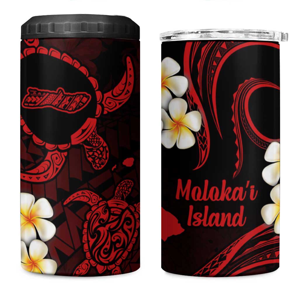 Hawaii Molokai Islands Pacific Plumeria 4 in 1 Can Cooler Tumbler Red Polynesian Tattoo LT9 One Size: 16 oz Red - Polynesian Pride