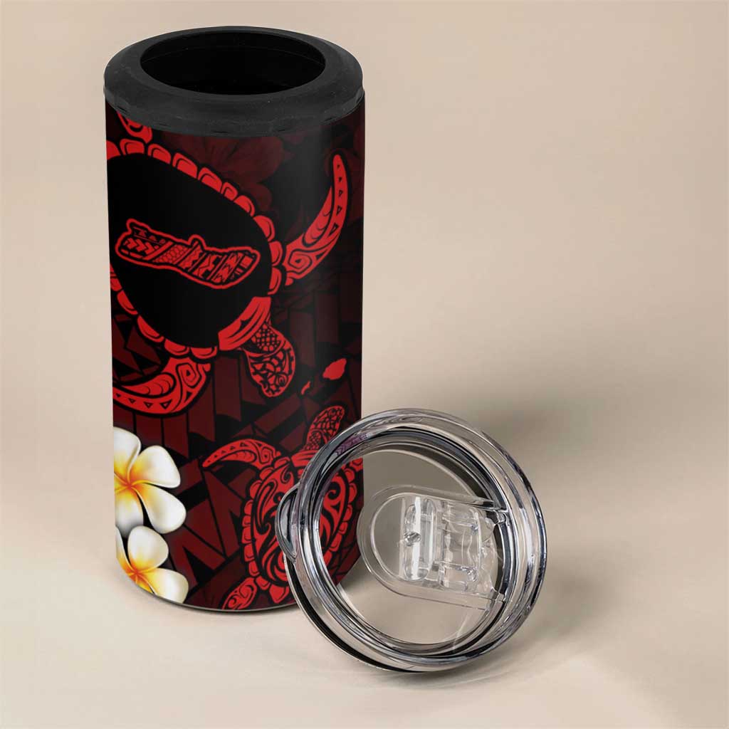 Hawaii Molokai Islands Pacific Plumeria 4 in 1 Can Cooler Tumbler Red Polynesian Tattoo LT9 - Polynesian Pride